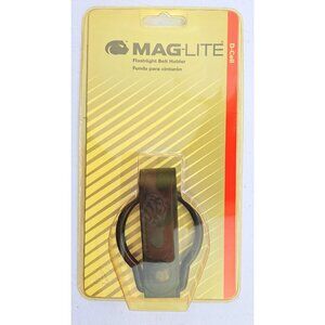Mag Lite Vintage D-Cell Flashlight Belt Holder Leather Cradle Oxidized Brass New